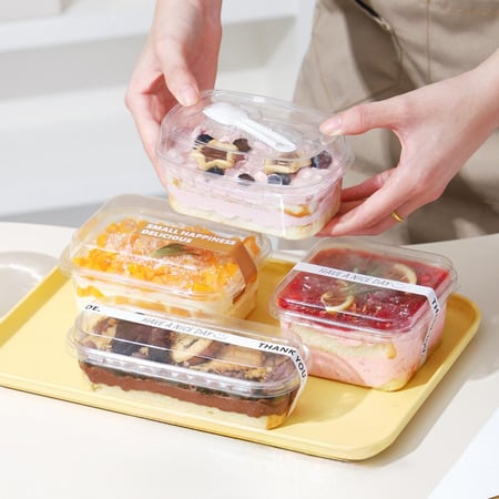 علبة بلاستيكية شفافة للحلا  والكيك