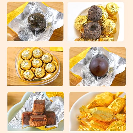 ورق تغليف شوكولاتة قصدير ذهبي  وفضي بعدة مقاسات