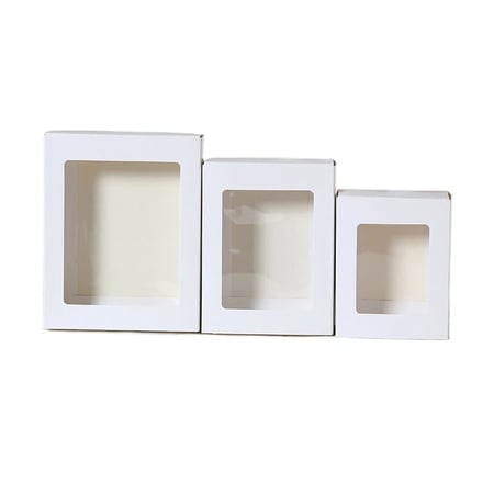 علبة ورقية بغطاء منفصل ونافذة شفافة