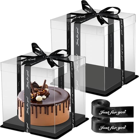 علب كيك تورته شفافة بعدة مقاسات الوان