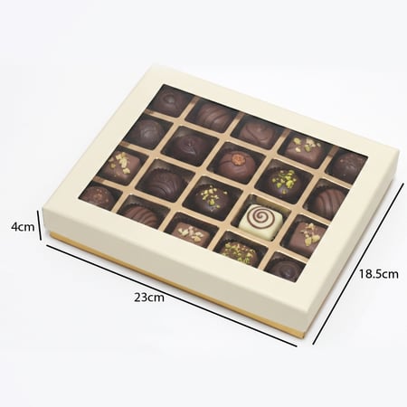 علب شوكولاتة فاخرة 20 قطعة بنافذة شفافة