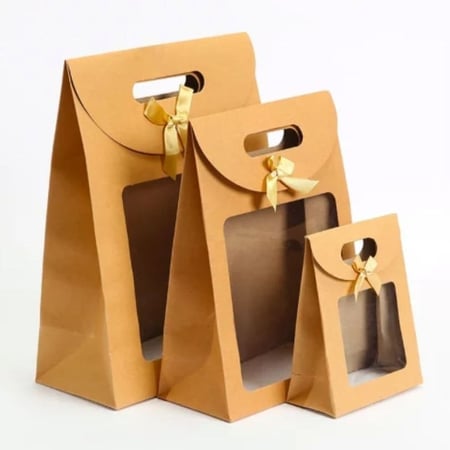 اكياس ورقية بنافذة و فيونكة