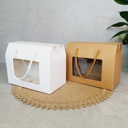 علب هدايا ورقية بنافذة شفافة بعدة الوان