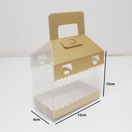 علب كيك وحلويات شفافة بمسكة ورقية