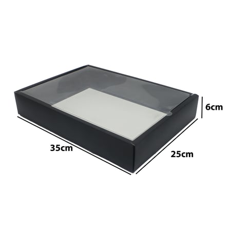علبة ورقية سحاب بغطاء شفاف لون اسود
