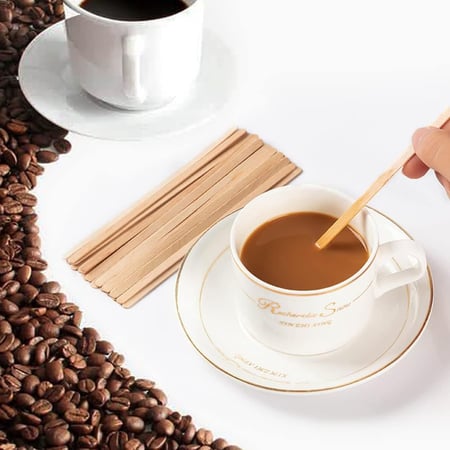 أعواد تقليب خشبية للشاي والقهوة