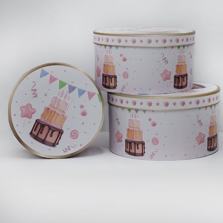 علب اطقم هدايا عيد ميلاد الدائرية