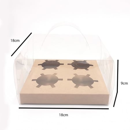 علب كبك كيك شفافة بالكامل (4 فتحات)