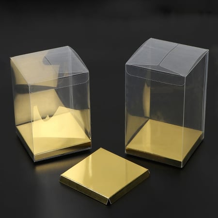 علب بلاستيك شفافة مع قاعدة لامعة