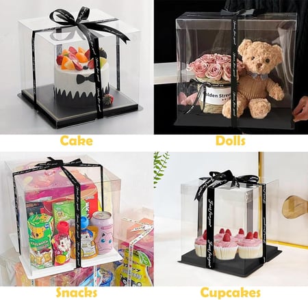 علب كيك تورته شفافة بعدة مقاسات الوان