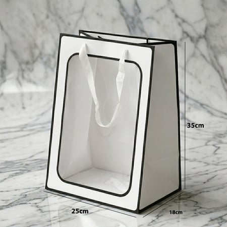 أكياس هدايا ورقية بنافذة شفافة