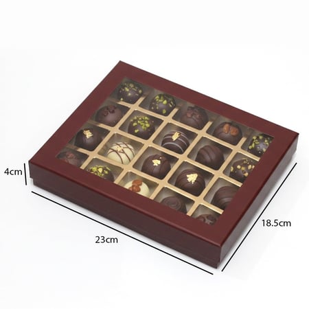 علب شوكولاتة فاخرة 20 قطعة بنافذة شفافة