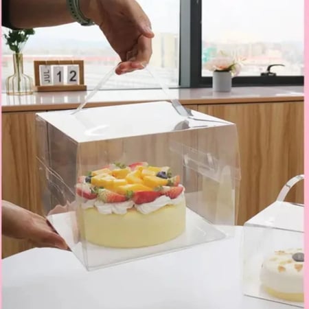 علب كيك بلاستيك شفافة بعدة مقاسات