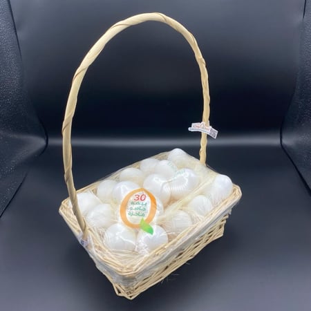 سلة بيض خيرزان بيج مستطيلة 30 حبة جامبو