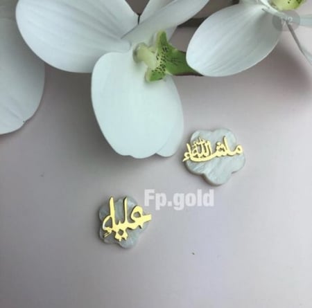 بروش صدف ورده مطلي ذهب