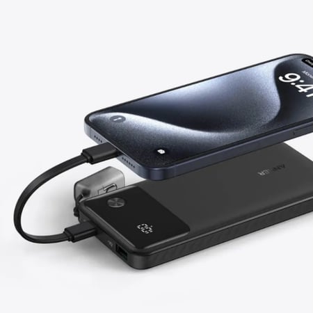 انكر بطارية متنقلة بسعة 10000 ملي امبير بقوة 22.5 واط بمنفذ يو اس بي ومنفذ تايب سي