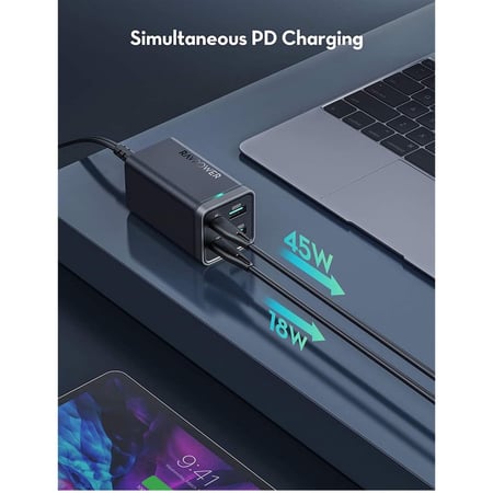 راف باور منصة شحن بقوة 65 واط و 4 منافذ شحن