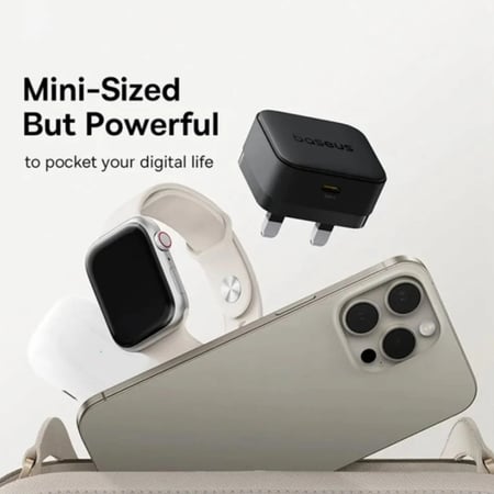 بيسوس شاحن سريع بقوة 20 واط بمنفذ تايب سي مع كيبل تايب سي الي تايب سي بقوة 60 واط