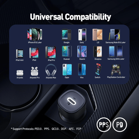 جودا - تيوب 20 شاحن سيارة بمنفذ بى دى بقوة 20 واط