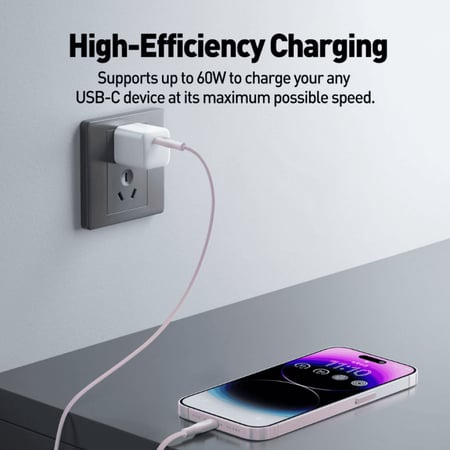 جودا - كيبل SLIP تايب سى الى تايب سي يدعم 60W بطول 1m