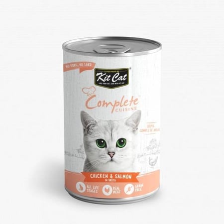 كت كات معلبات الدجاج و السلمون في المرق 150 غ