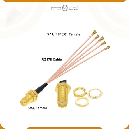 وصله تعديل خماسية راوترات (Huawei-Oppo-Nokia) من نوع : SMA Female to 5x ways U.FL