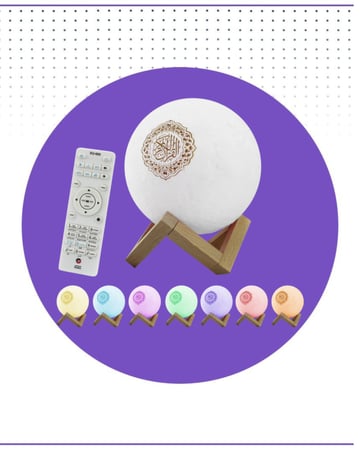 مصباح القمر مع سماعة القرآن الكريم SQ-168 بإضاءة RGB وريموت كنترول