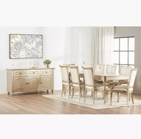 طقم سفرة بسطح خشبي 8 مقاعد