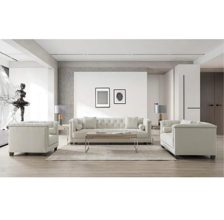 طقم معيشة بلون أبيض عاجي