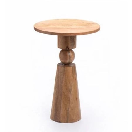 طاولة جانبية خشب طبيعي بني - 40×40×60 سم