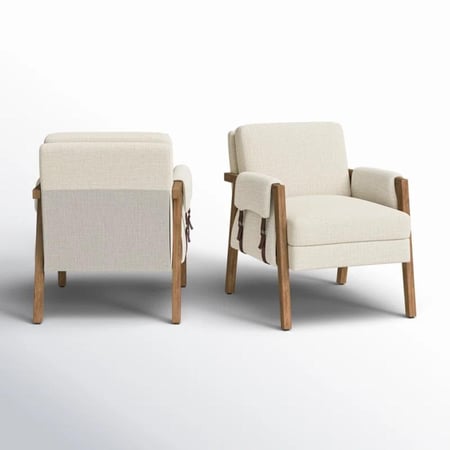 كرسي بذراعين منجد (مجموعة من قطعتين)