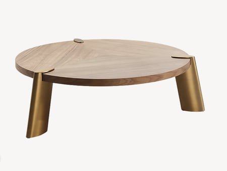 طاولة قهوة - نحاسي وبني