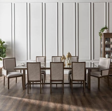 طقم سفرة بسطح زجاج 10 مقاعد