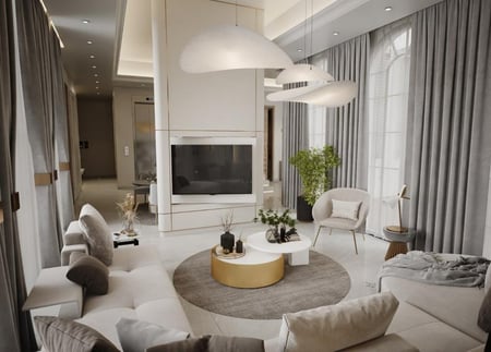 تصميم داخلي لفيلا مساحة 800م2 او اقل