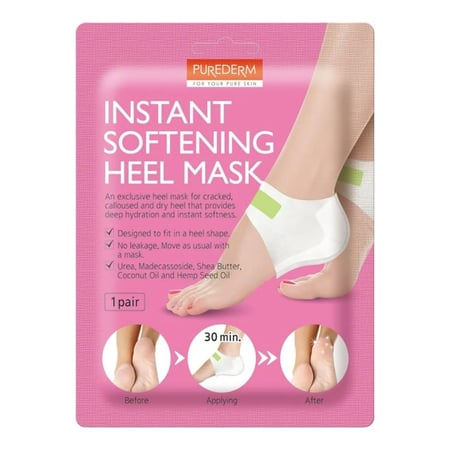 قناع تنعيم وترطيب كعب القدمين من بيورديرم - زوج واحد purederm instant softening heel mask - 1 pair