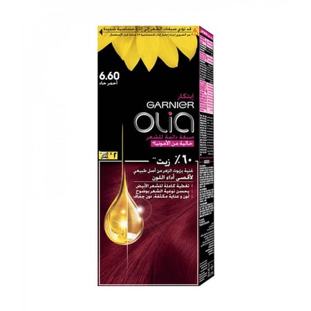 صبغة شعر غارنيه أوليا بدون أمونيا 6.60 أحمر حاد garnier olia no ammonia permanent haircolor 6,6 radiant ruby