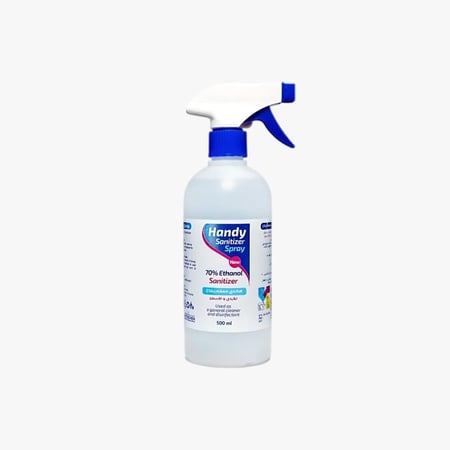 معقم بخاخ هاندي 500 ملي للأيدي و الأسطح 70% كحول ايثانول handy sanitizer spray 70% ethanol 500ml