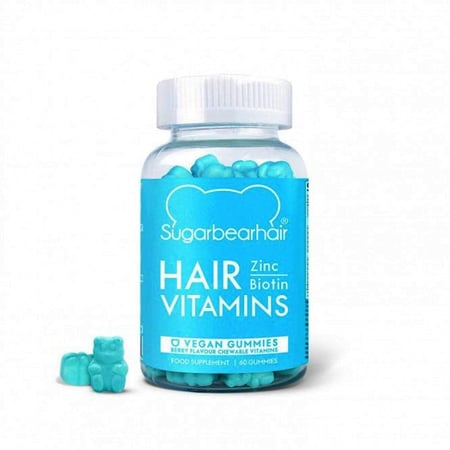 حلوى مضغ شوجر بير 60 قطعة فيتامينات للشعر sugarbear vegan hair vitamins 60 gummies