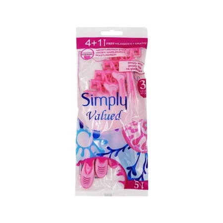 سيمبلي فاليود ماكينة حلاقة 1+4 قطع simply valued razor 4+1