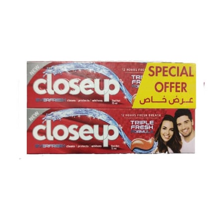 معجون اسنان كلوس اب احمر حار عرض 75مل فى 2 close up active gel red hot toothpaste 75 ml x2