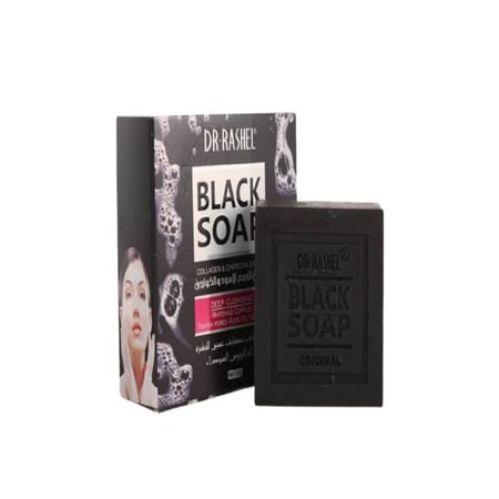 صابون بشرة د.راشيل 100 جرام خلاصة الفحم الاسود و الكولاجين dr rashel black soap collagens and charcoals 100 gram