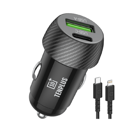 شاحن سيارة TENPLUS Mini PD + QC3.0 – قدرة 30W مع منفذي USB-C و USB-A