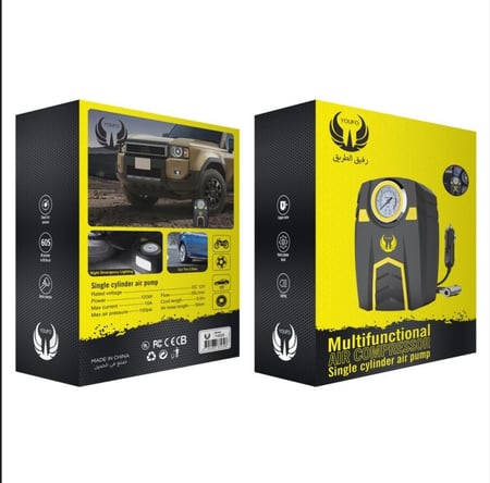 كمبروسر هواء للسيارة YOUFO 12V مع إضاءة طوارئ (حتى 100 PSI / تدفق 35L/min)