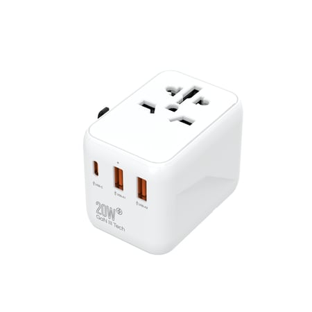 شاحن سريع بتقنية GaN بمقابس دولية مدمجة بقوة 20W
