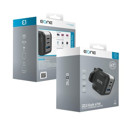 شاحن جداري سريع تقنية GaN بقوة قصوى 67 واط