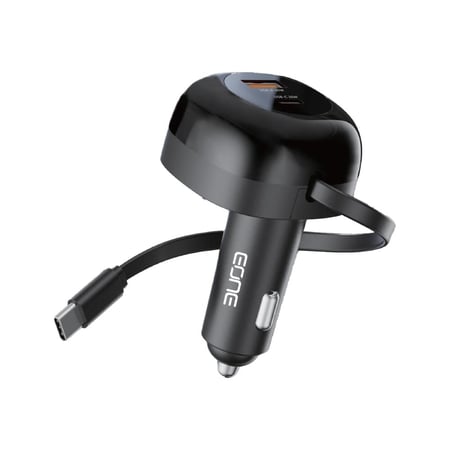 شاحن سيارة ذكي من EONE بمدخل USB وType-C — شحن فائق السرعة وآمن من التيار الزائد