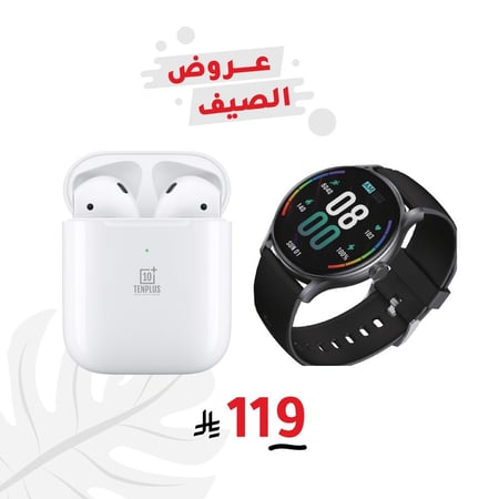عروض ساعة سمارت الذكية من تن بلس T3522 - باللون الأسود+