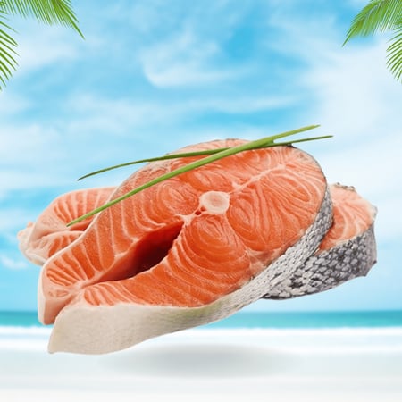 شرائح سلمون نصف كيلو