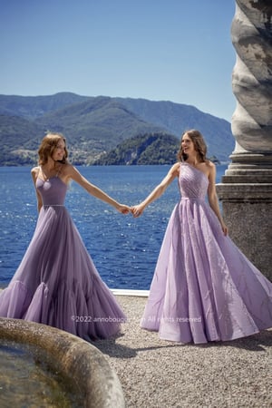 glint Strap Tulle gown