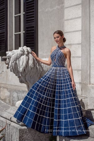 Crossover Halter tulle Beaded Gown